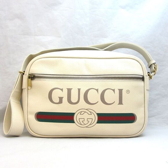 Gucci Bag Printed Leather Diagonal Hanging Shoulder Bag A Rank Ivory - Picture 1 of 5